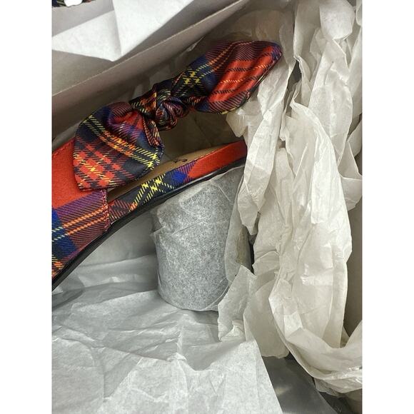 Torrid Betsey Johnson Red Holiday Plaid Slingback Pumps Bling Heels 9W - Picture 6 of 8